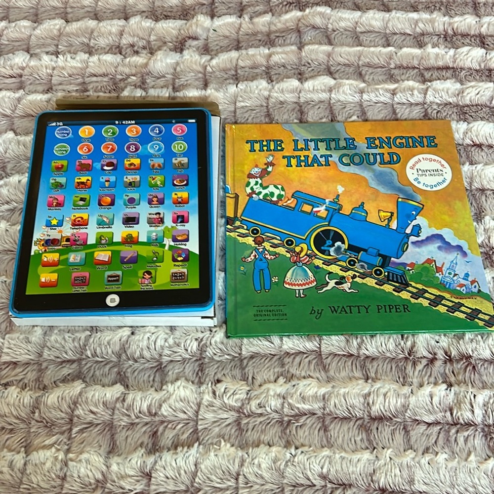 2 items Kids battery plastic tablet & Book
